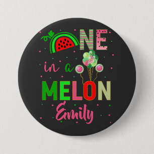 One in a Melon Watermelon Birthday Girl  7.5 Cm Round Badge