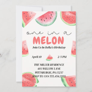 One in a Melon Watermelon Birthday Invitation