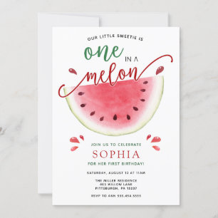 One in a Melon Watermelon Birthday Invitation