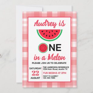One In a Melon Watermelon Birthday Invitation