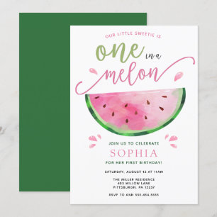 One in a Melon Watermelon Birthday Invitation