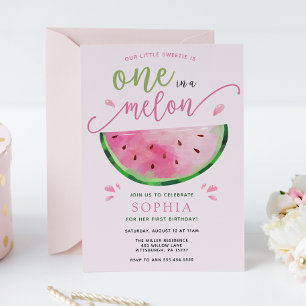 One in a Melon Watermelon Birthday Invitation