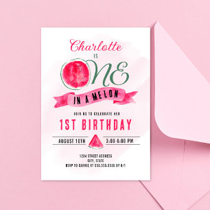 One in a Melon Watermelon Birthday Invitation