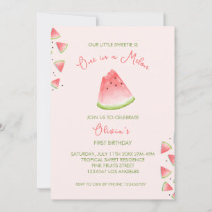One in a Melon Watermelon Birthday Invitation