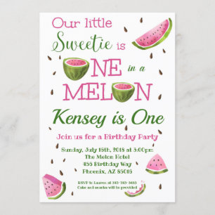 One in a Melon Watermelon Birthday Invitation
