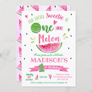 One in a Melon Watermelon Birthday  Invitations
