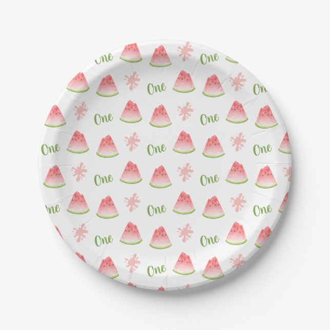 One in a Melon Watermelon Birthday  Paper Plate (Front)