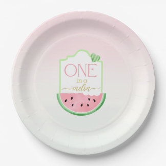 One in a Melon Watermelon Birthday Paper Plate 