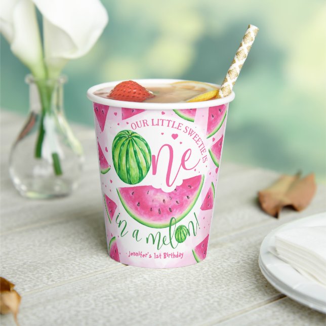ONE in a Melon! Watermelon Birthday Party Paper Cups (Insitu)