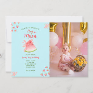 One in a Melon Watermelon Birthday Photo Invitation