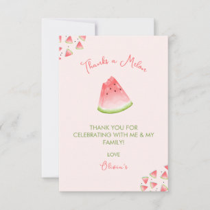 One in a Melon Watermelon Birthday  Thank You Card