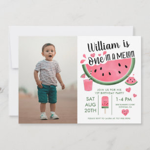 One In A Melon Watermelon Boy's 1st Birthday  Invitation