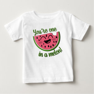 One in a Melon Watermelon Cute Pink Green Pun Baby T-Shirt