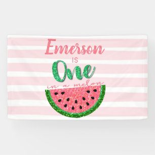 One in a Melon Watermelon First Birthday Banner