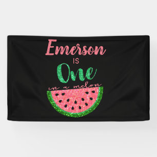 One in a Melon Watermelon First Birthday Banner