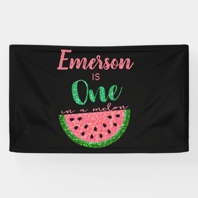 One in a Melon Watermelon First Birthday Banner (Horizontal)