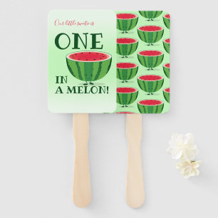 One in a Melon Watermelon First Birthday Cartoon Hand Fan