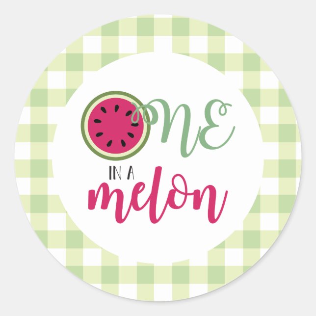One in a Melon Watermelon First Birthday Classic Round Sticker (Front)