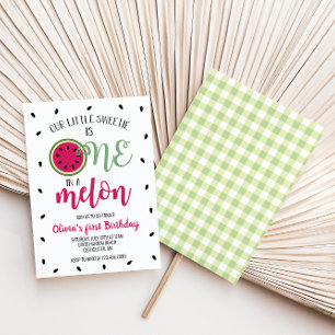 One in a Melon Watermelon First Birthday Invitatio Invitation