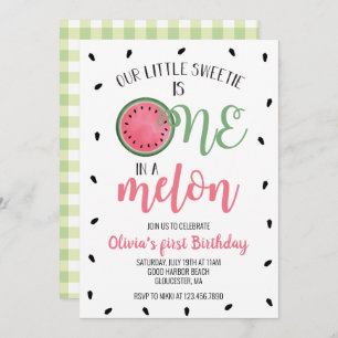 One in a Melon Watermelon First Birthday Invitation