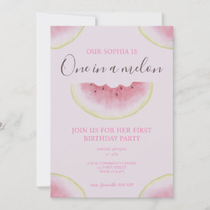 One In A Melon Watermelon First Birthday Invitation