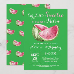 One in a Melon Watermelon First Birthday Invite
