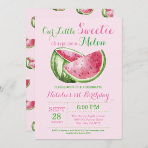 One in a Melon Watermelon First Birthday Invite