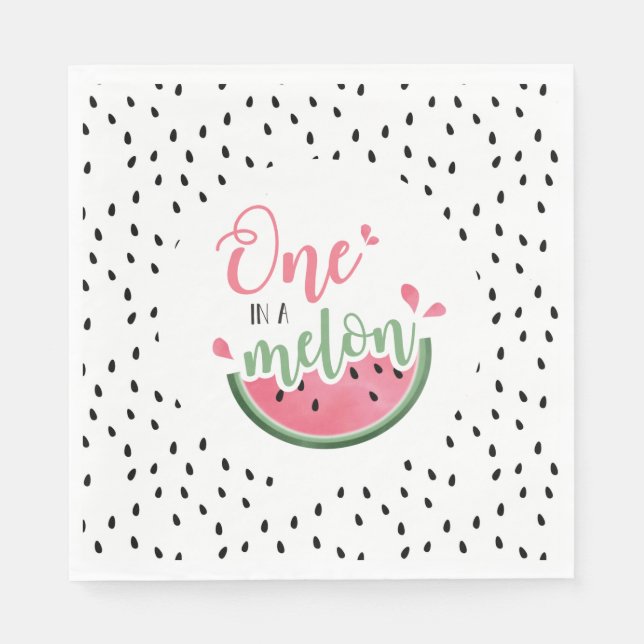 One in a Melon Watermelon First Birthday Napkin (Front)