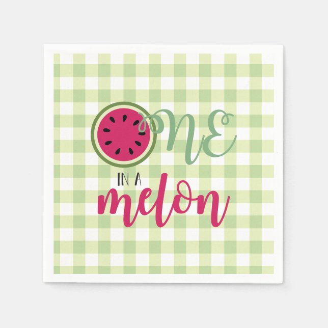 One in a Melon Watermelon First Birthday Napkin (Front)