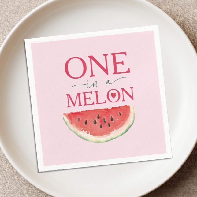 One in a Melon Watermelon First Birthday  Napkin (Creator Uploaded)