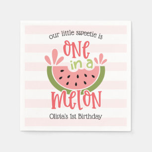 One In A Melon Watermelon First Birthday Napkin