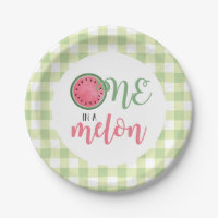 One in a Melon Watermelon First Birthday Paper Pla