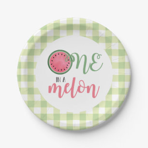 One in a Melon Watermelon First Birthday Paper Pla Paper Plate