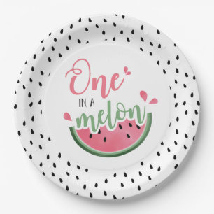 One in a Melon Watermelon First Birthday Paper Plate