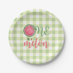 One in a Melon Watermelon First Birthday Paper Plate