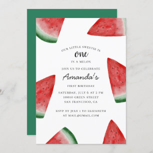 One in a melon. Watermelon first birthday party Invitation