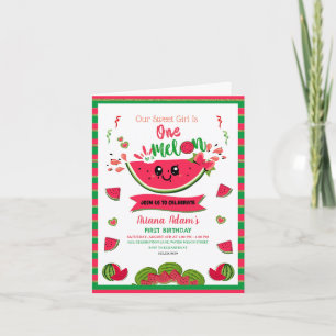  One in a Melon Watermelon Girl's First Birthday  Invitation