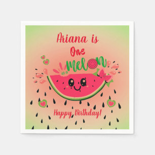 One In a Melon Watermelon Girl's First Birthday  Napkin