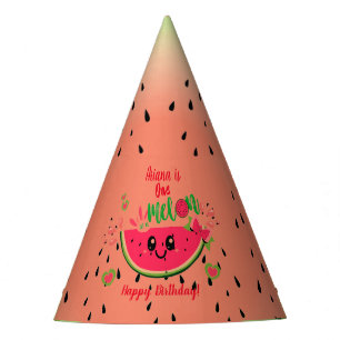 One In a Melon Watermelon Girl's First Birthday  Party Hat