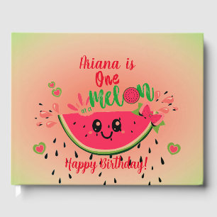 One In a Melon Watermelon Girl's Summer Birthday  Guest Book