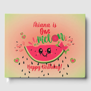 One In a Melon Watermelon Girl's Summer Birthday  Guest Book