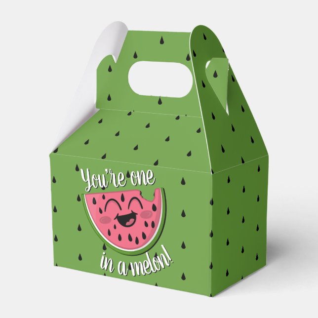 One in a Melon Watermelon Girly First Birthday Favour Box (Front Side)