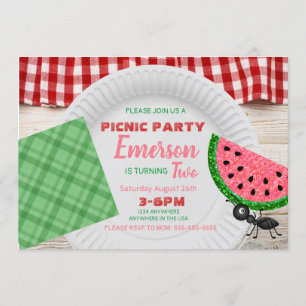 One in a melon, watermelon invitation, picnic invitation