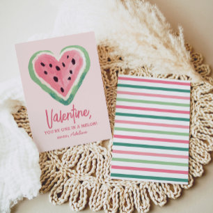 One in a Melon Watermelon Kids Valentines Day Card