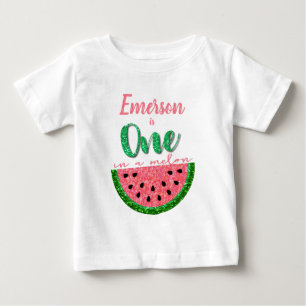 One in a melon, Watermelon onsie, Birthday tutu Baby T-Shirt