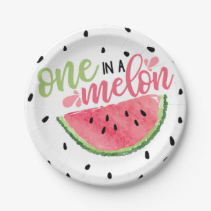 One in A Melon Watermelon Paper Plate