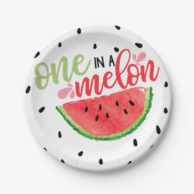 One in A Melon Watermelon Paper Plate - Red (Front)