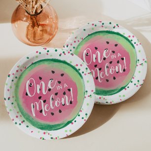 One in a Melon Watermelon Party Paper Plate