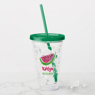 One In a Melon Watermelon Personalised Name Acrylic Tumbler