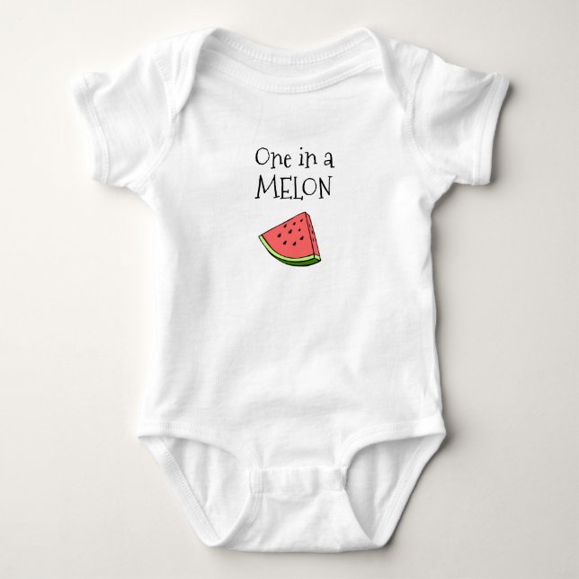 One in a Melon Watermelon Pun Baby Bodysuit (Front)